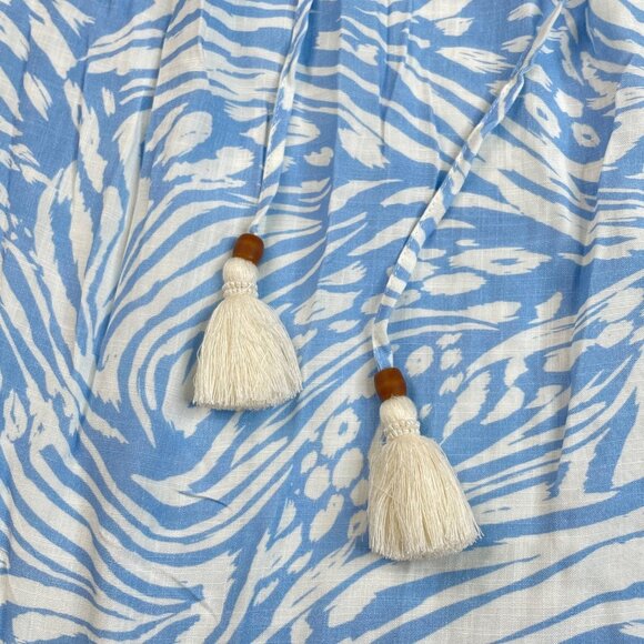 Maaji Helena Blue White Animal Print Tassel Tie Flowy Dress - Picture 7 of 13
